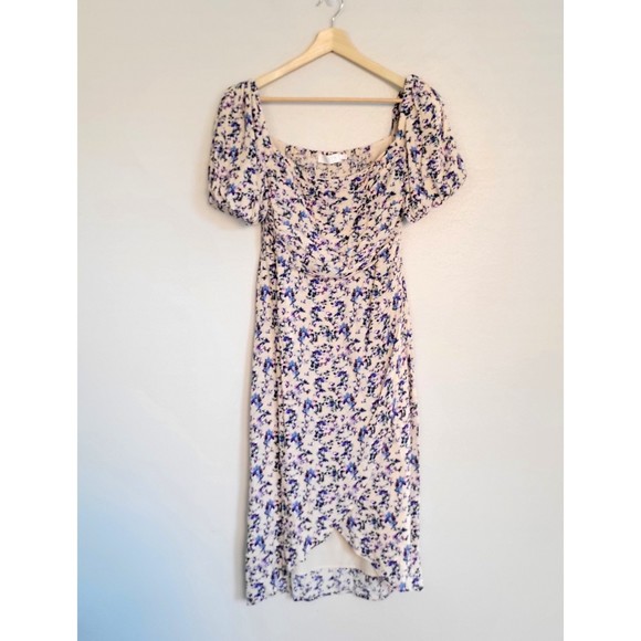 ASTR the Label Ditsy Floral Square Neck Bubble Sleeve Midi Dress - Picture 5 of 12